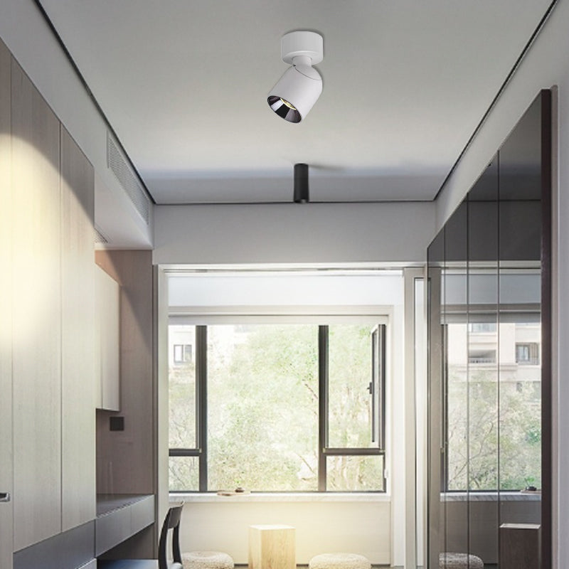 Contemporary Rotatable Round Aluminum LED Ceiling Spotlight - Semi-Flush Mount for Hallway