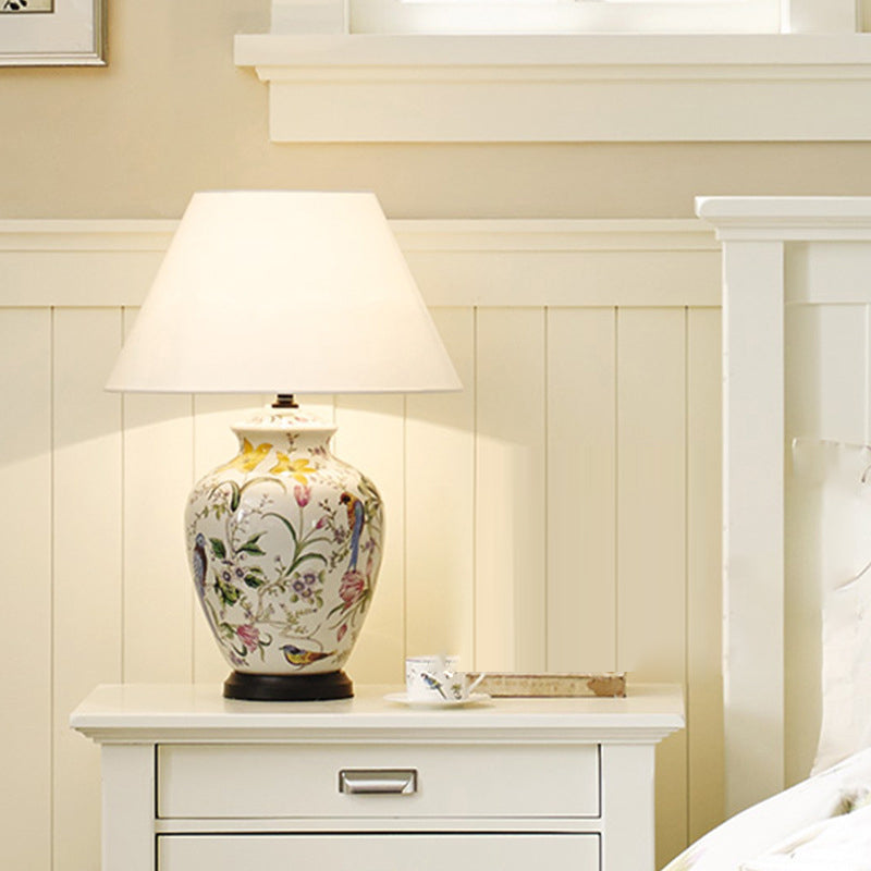 Rustic Oval Prism Table Lamp with Copper and Ceramic Finish - 1-Light for Bedroom