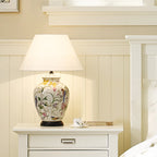 Rustic Oval Prism Table Lamp with Copper and Ceramic Finish - 1-Light for Bedroom