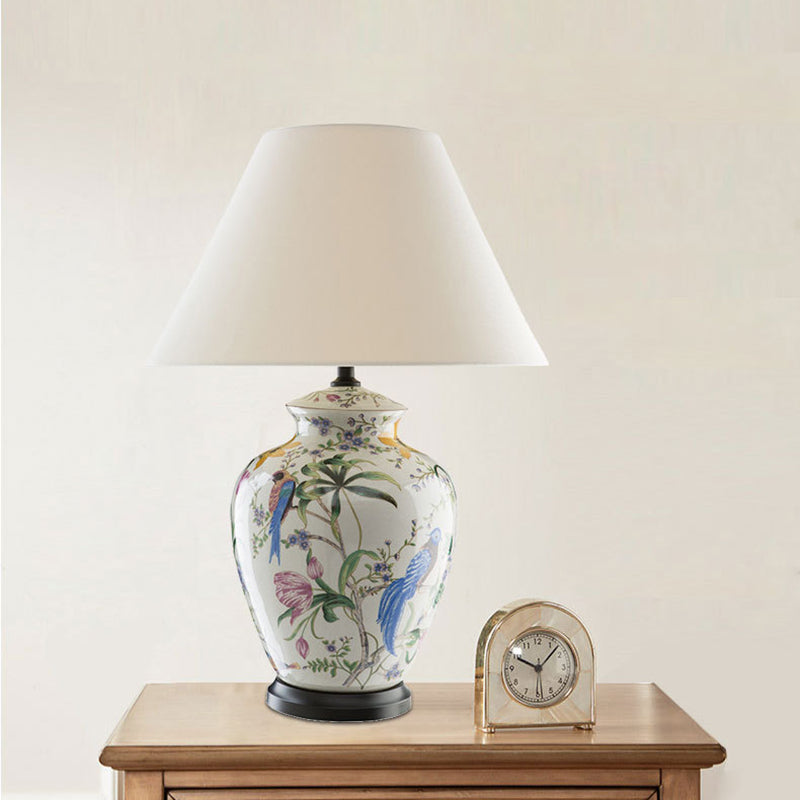 Rustic Oval Prism Table Lamp with Copper and Ceramic Finish - 1-Light for Bedroom
