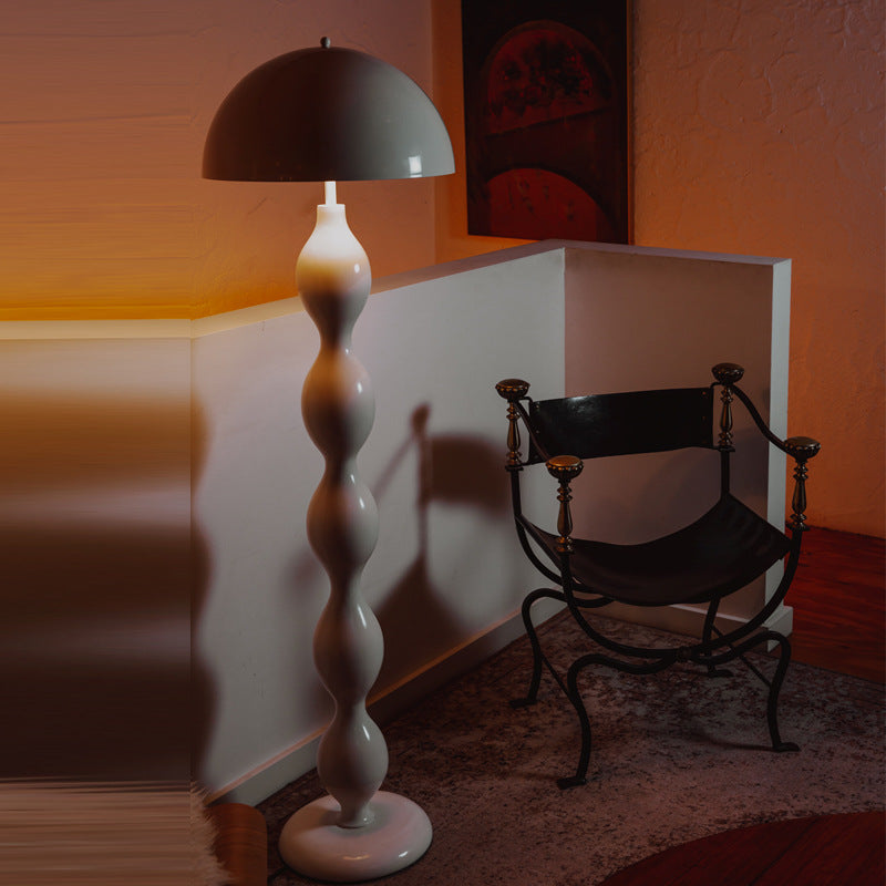 Scandinavian Cream Mushroom Semi-Circle Floor Lamp - 1-Light Iron Design for Living Room