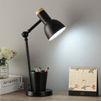 Nordic Dome Iron and Wood 1-Light Table Lamp for Bedroom