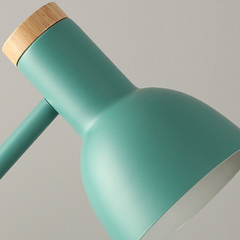 Nordic Dome Iron and Wood 1-Light Table Lamp for Bedroom