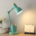 Nordic Dome Iron and Wood 1-Light Table Lamp for Bedroom