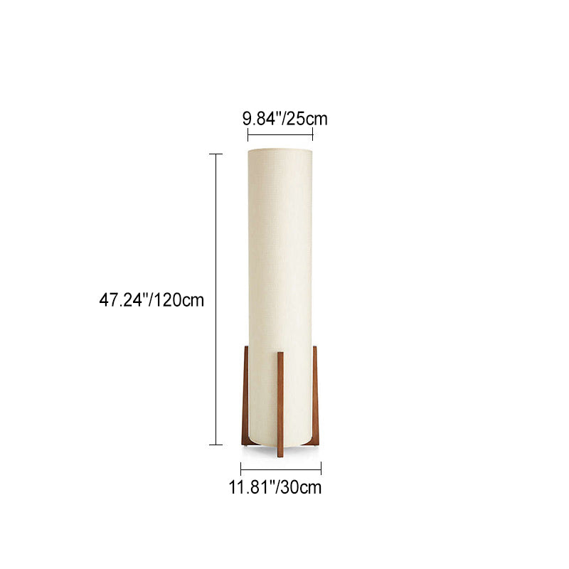 Japanese Cylinder Wood Floor Lamp - 1-Light Design for Living Room
