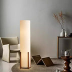 Japanese Cylinder Wood Floor Lamp - 1-Light Design for Living Room