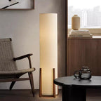 Japanese Cylinder Wood Floor Lamp - 1-Light Design for Living Room