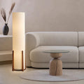 Japanese Cylinder Wood Floor Lamp - 1-Light Design for Living Room