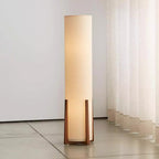 Japanese Cylinder Wood Floor Lamp - 1-Light Design for Living Room