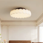 French Round Iron LED Semi-Flush Mount Ceiling Light