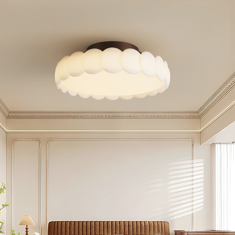 French Round Iron LED Semi-Flush Mount Ceiling Light
