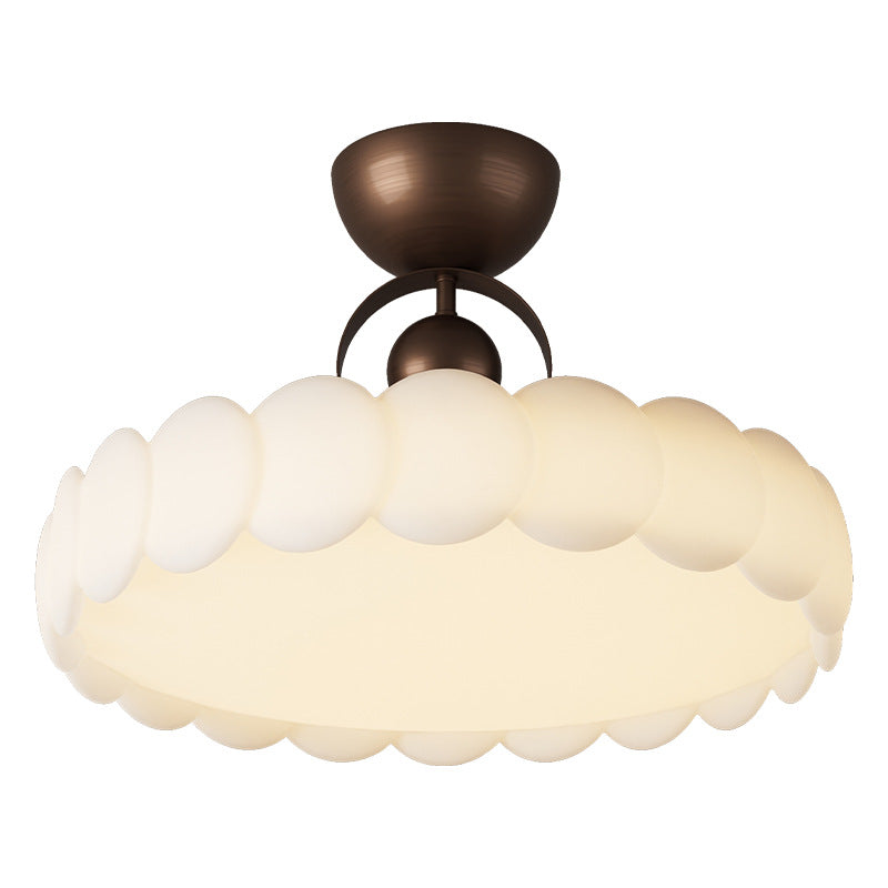 French Round Iron LED Semi-Flush Mount Ceiling Light