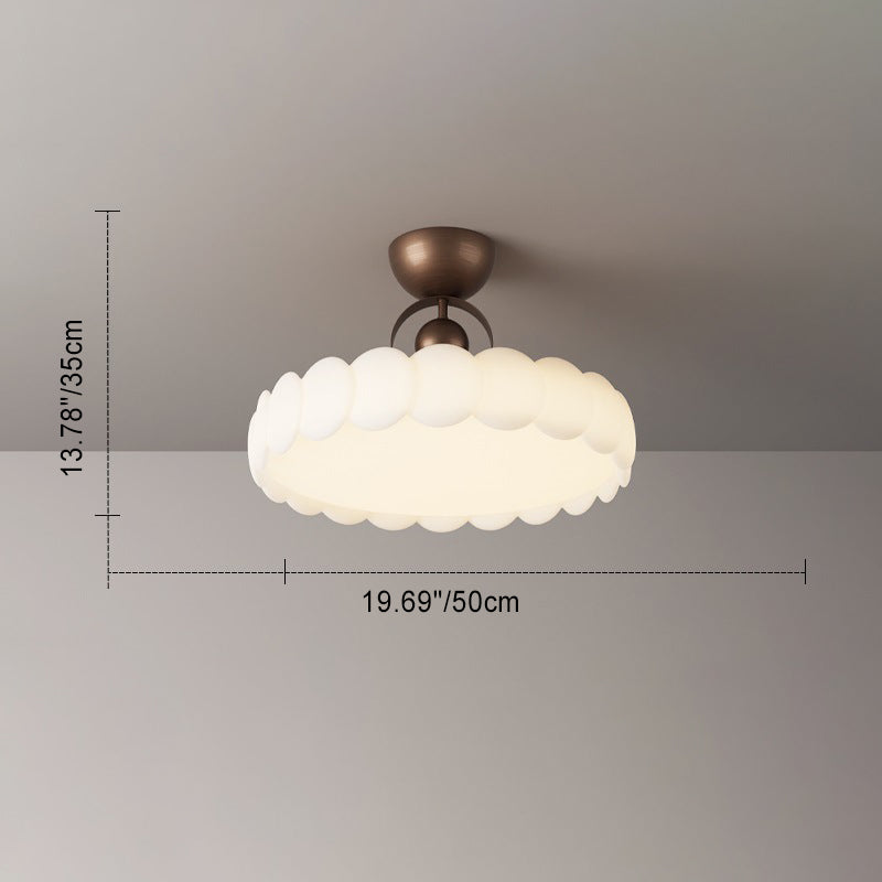 French Round Iron LED Semi-Flush Mount Ceiling Light