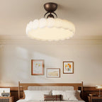 French Round Iron LED Semi-Flush Mount Ceiling Light