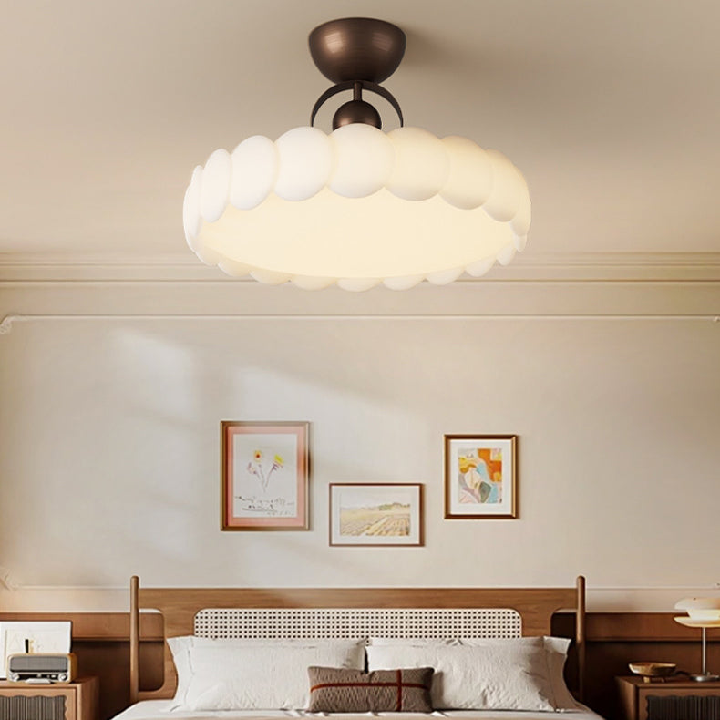 French Round Iron LED Semi-Flush Mount Ceiling Light