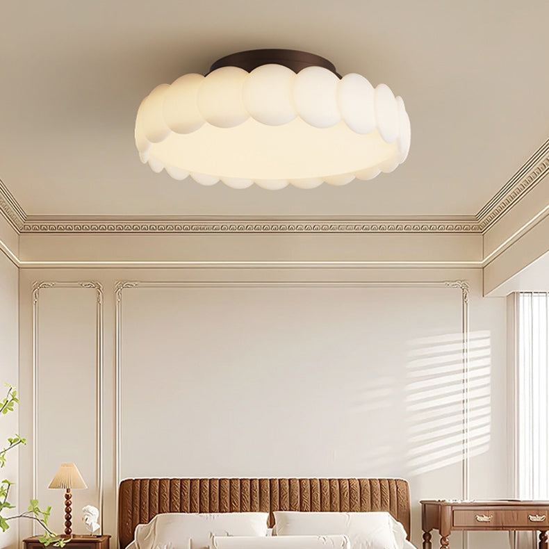 French Round Iron LED Semi-Flush Mount Ceiling Light