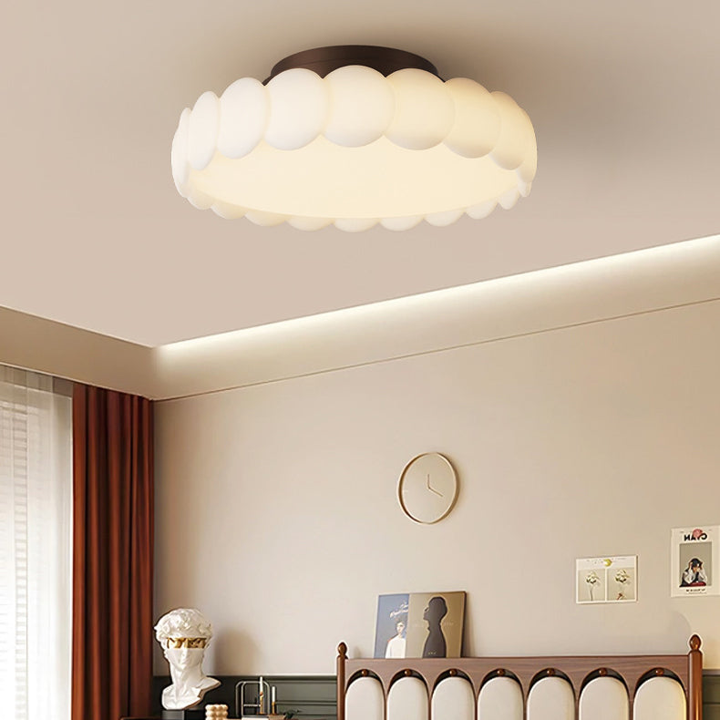 French Round Iron LED Semi-Flush Mount Ceiling Light