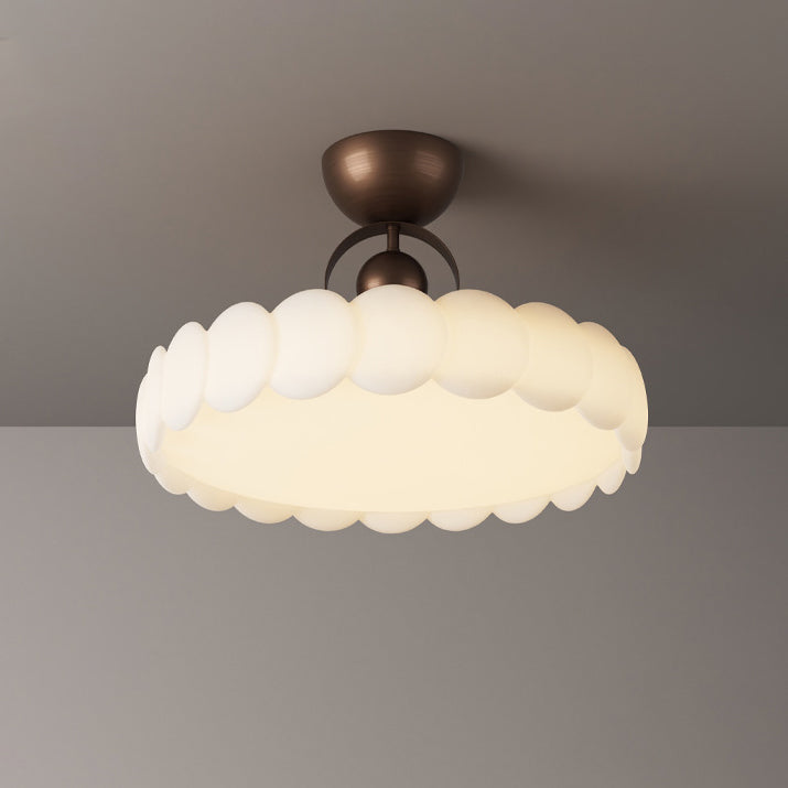 French Round Iron LED Semi-Flush Mount Ceiling Light