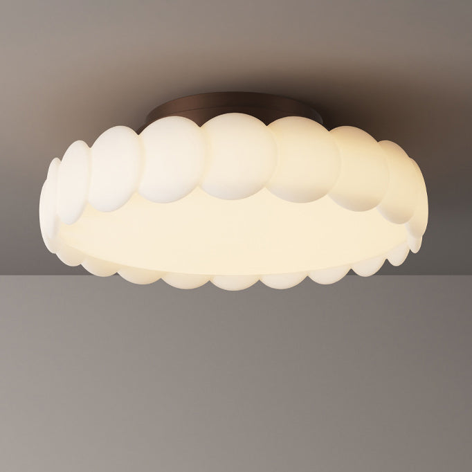 French Round Iron LED Semi-Flush Mount Ceiling Light