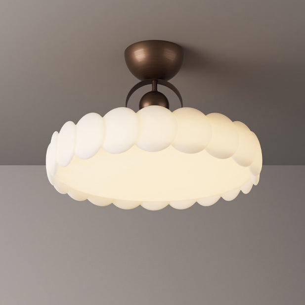 French Round Iron LED Semi-Flush Mount Ceiling Light