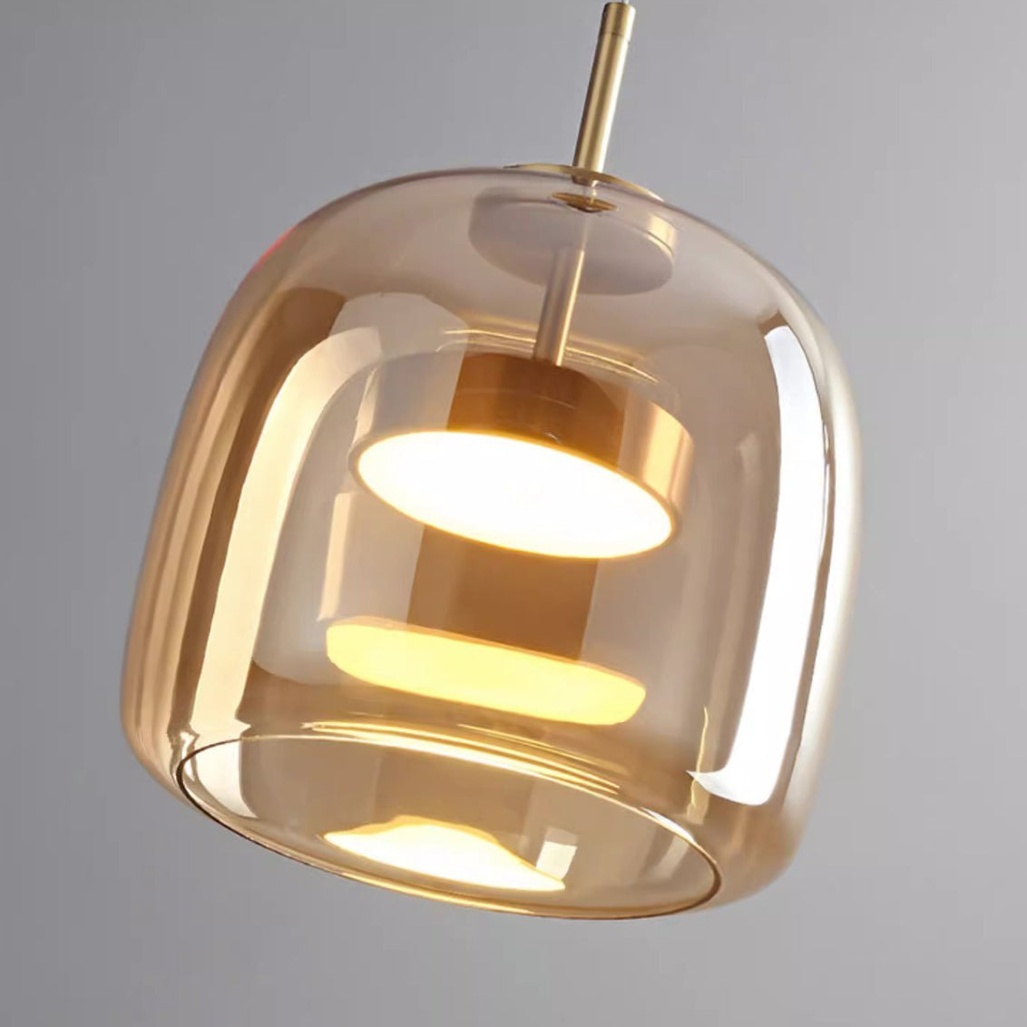 Scandinavian Copper Glass LED Pendant Light for Living Room