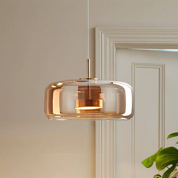 Scandinavian Copper Glass LED Pendant Light for Living Room
