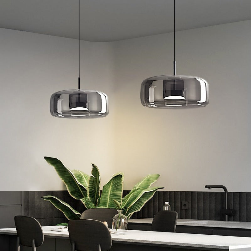 Scandinavian Copper Glass LED Pendant Light for Living Room