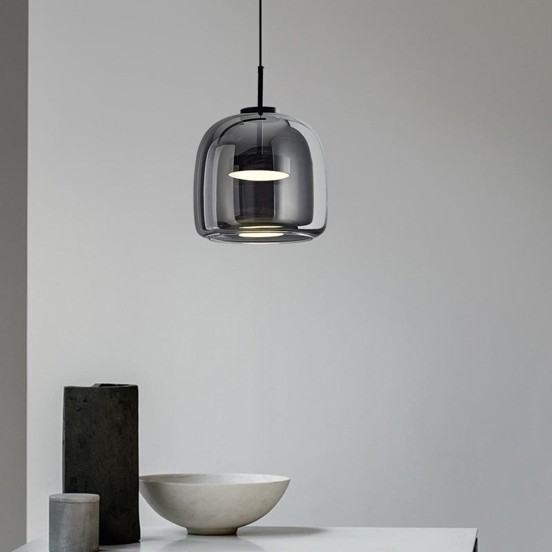 Scandinavian Copper Glass LED Pendant Light for Living Room