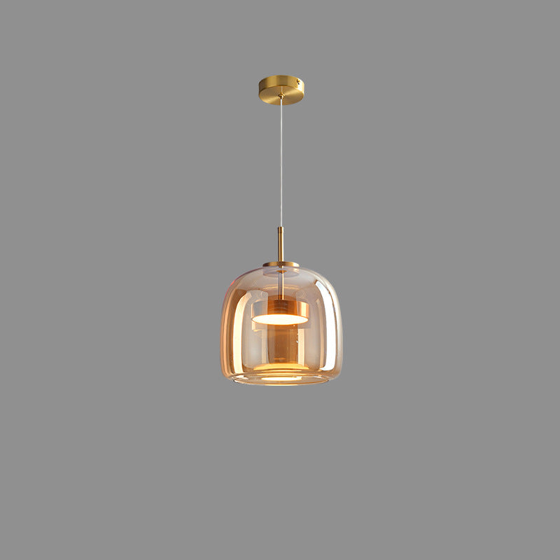 Scandinavian Copper Glass LED Pendant Light for Living Room