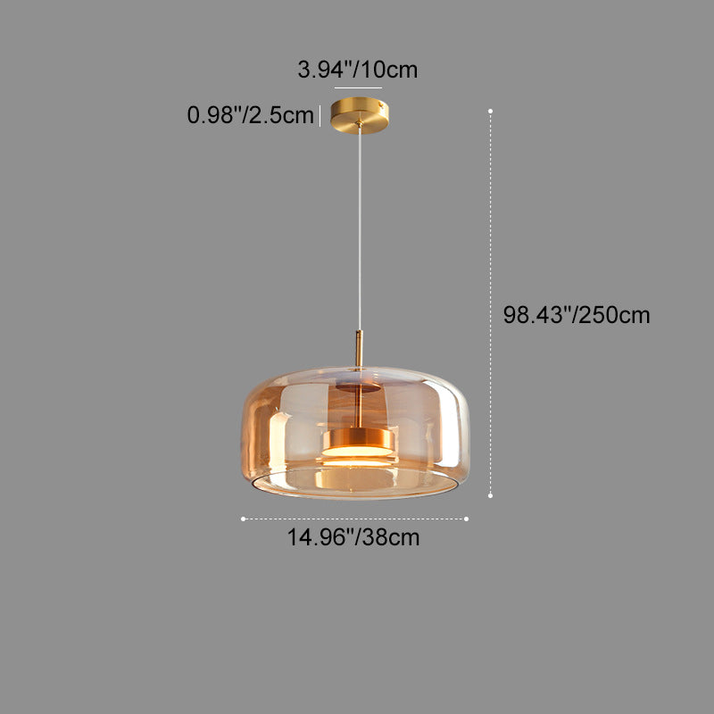 Scandinavian Copper Glass LED Pendant Light for Living Room