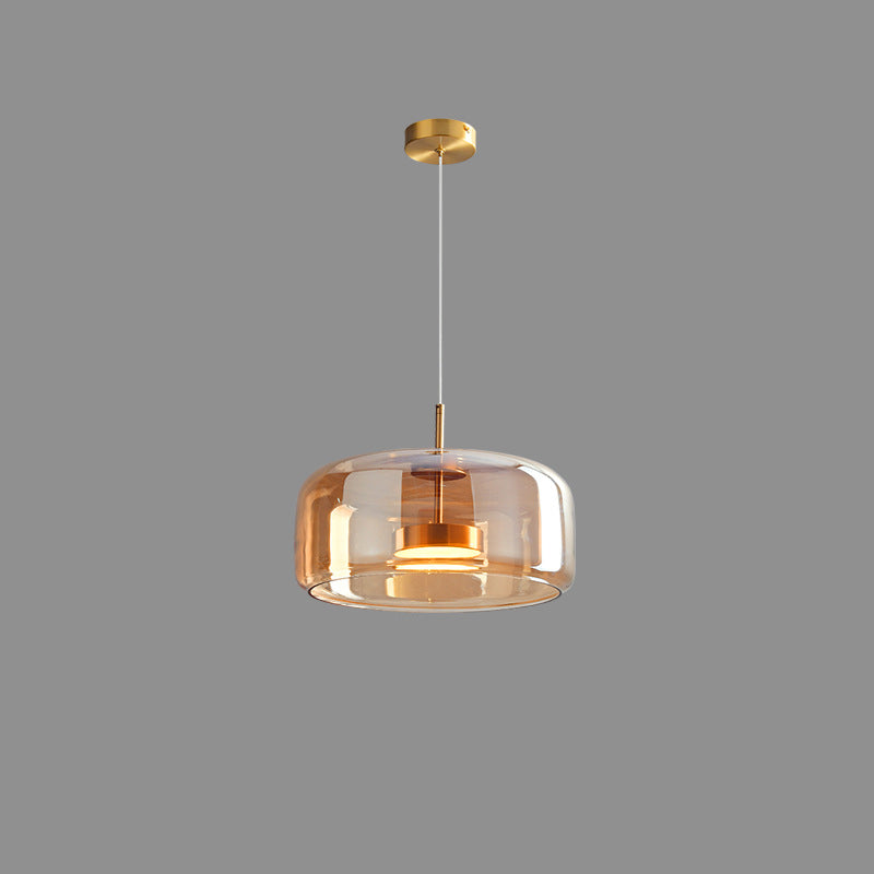 Scandinavian Copper Glass LED Pendant Light for Living Room