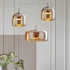 Scandinavian Copper Glass LED Pendant Light for Living Room