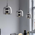 Scandinavian Copper Glass LED Pendant Light for Living Room