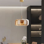 Scandinavian Copper Glass LED Pendant Light for Living Room