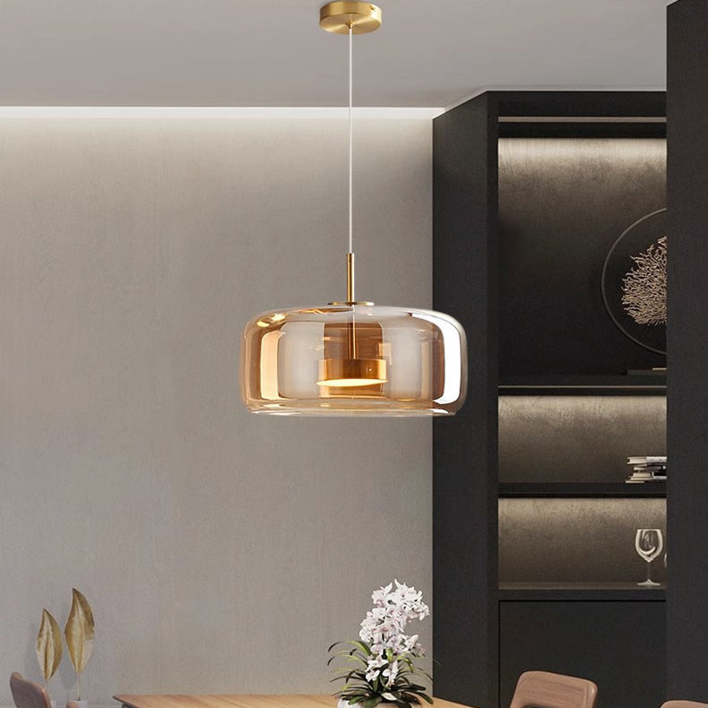 Scandinavian Copper Glass LED Pendant Light for Living Room