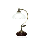 Mid-Century Modern Floral Iron and Glass 1-Light Table Lamp for Bedroom