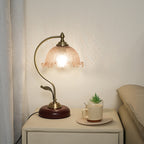 Mid-Century Modern Floral Iron and Glass 1-Light Table Lamp for Bedroom
