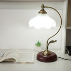 Mid-Century Modern Floral Iron and Glass 1-Light Table Lamp for Bedroom
