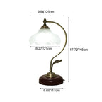 Mid-Century Modern Floral Iron and Glass 1-Light Table Lamp for Bedroom