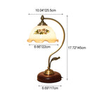 Mid-Century Modern Floral Iron and Glass 1-Light Table Lamp for Bedroom