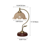 Mid-Century Modern Floral Iron and Glass 1-Light Table Lamp for Bedroom