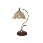 Mid-Century Modern Floral Iron and Glass 1-Light Table Lamp for Bedroom
