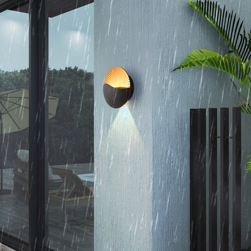 Premium Waterproof Round Metal & Glass LED Wall Sconce