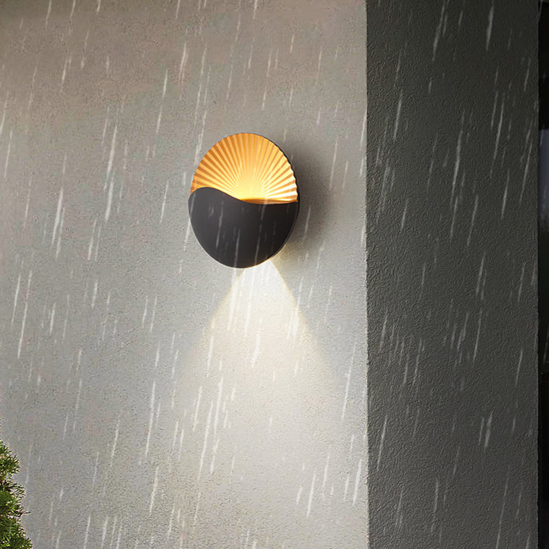 Premium Waterproof Round Metal & Glass LED Wall Sconce