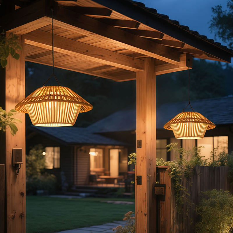 Rustic Waterproof Solar LED Mushroom Pendant Light