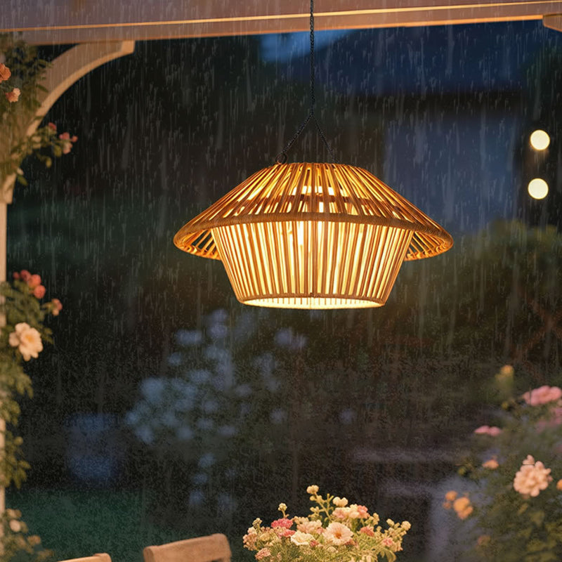 Rustic Waterproof Solar LED Mushroom Pendant Light