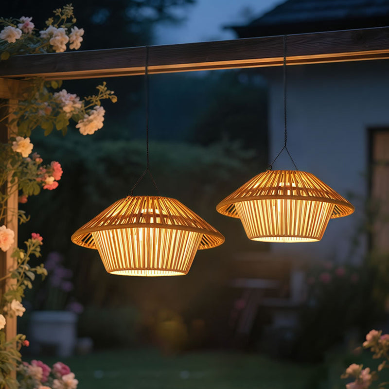 Rustic Waterproof Solar LED Mushroom Pendant Light
