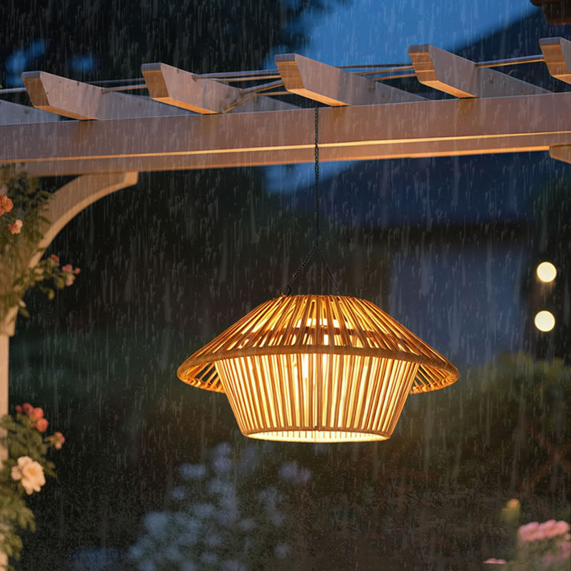 Rustic Waterproof Solar LED Mushroom Pendant Light