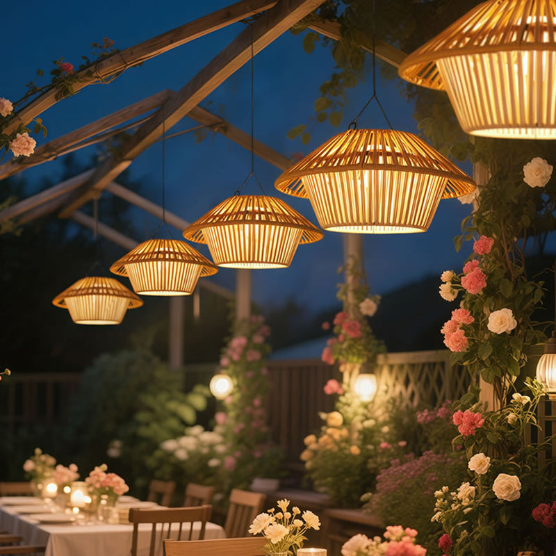 Rustic Waterproof Solar LED Mushroom Pendant Light
