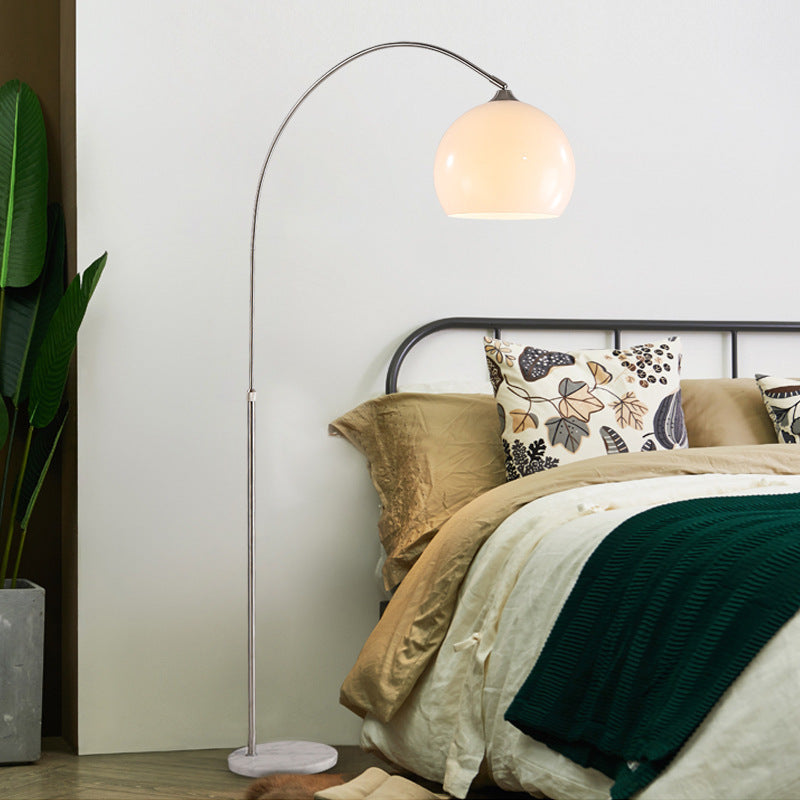 Minimalist Marble and Stainless Steel 1-Light Floor Lamp for Living Room